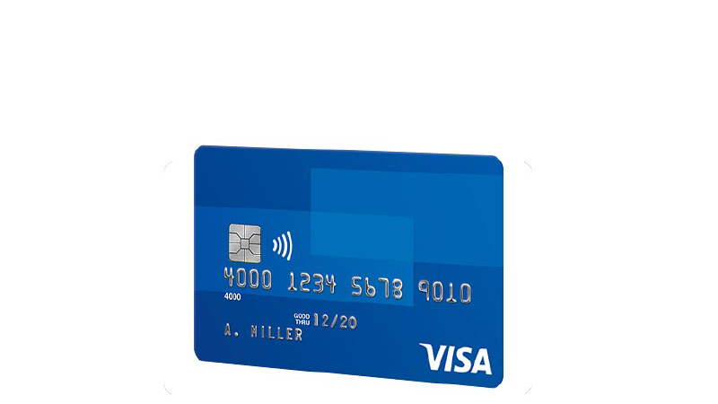 hình ảnh thẻ không tiếp xúc của visa có màu xanh nước biển và biểu tượng thanh toán không tiếp xúc
